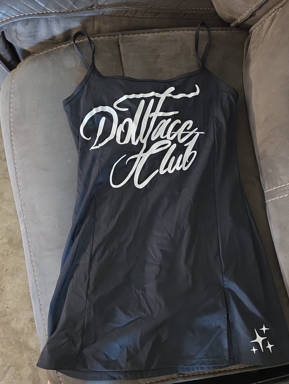 Dollface Club Black Slip Dress with Script Logo